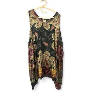 URU Project | L | Top Blouse Shirt Tunic Silk Semi Sheer Pockets Pullover Womens